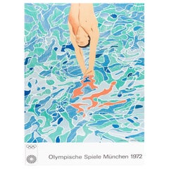 1972 Münchener Olympische Spiele – David Hockney, Original-Vintage-Poster