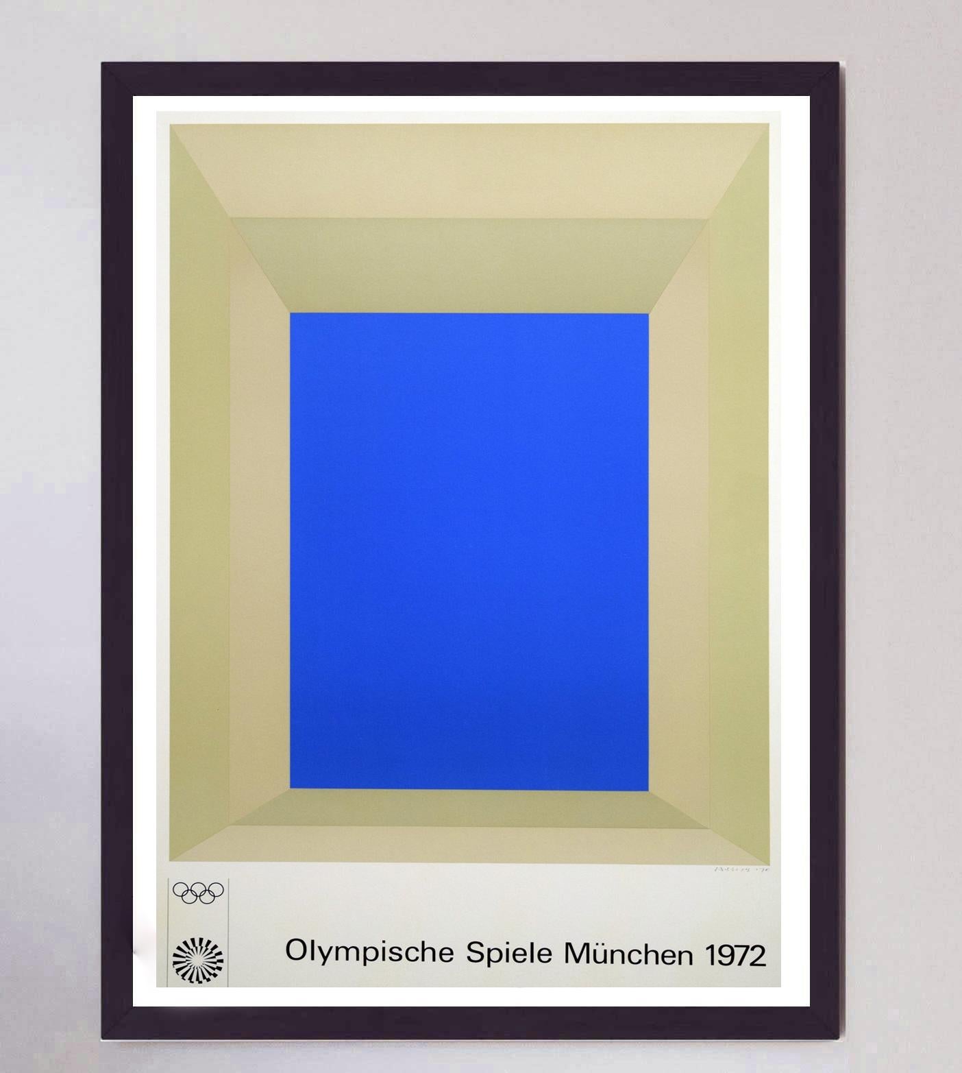 Fin du 20e siècle Affiche vintage originale des Jeux olympiques de Munich de 1972, Josef Albers en vente