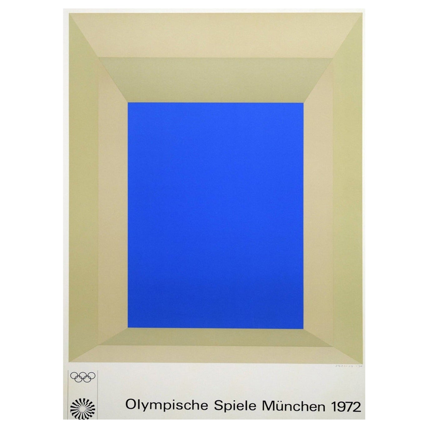 Affiche vintage originale des Jeux olympiques de Munich de 1972, Josef Albers