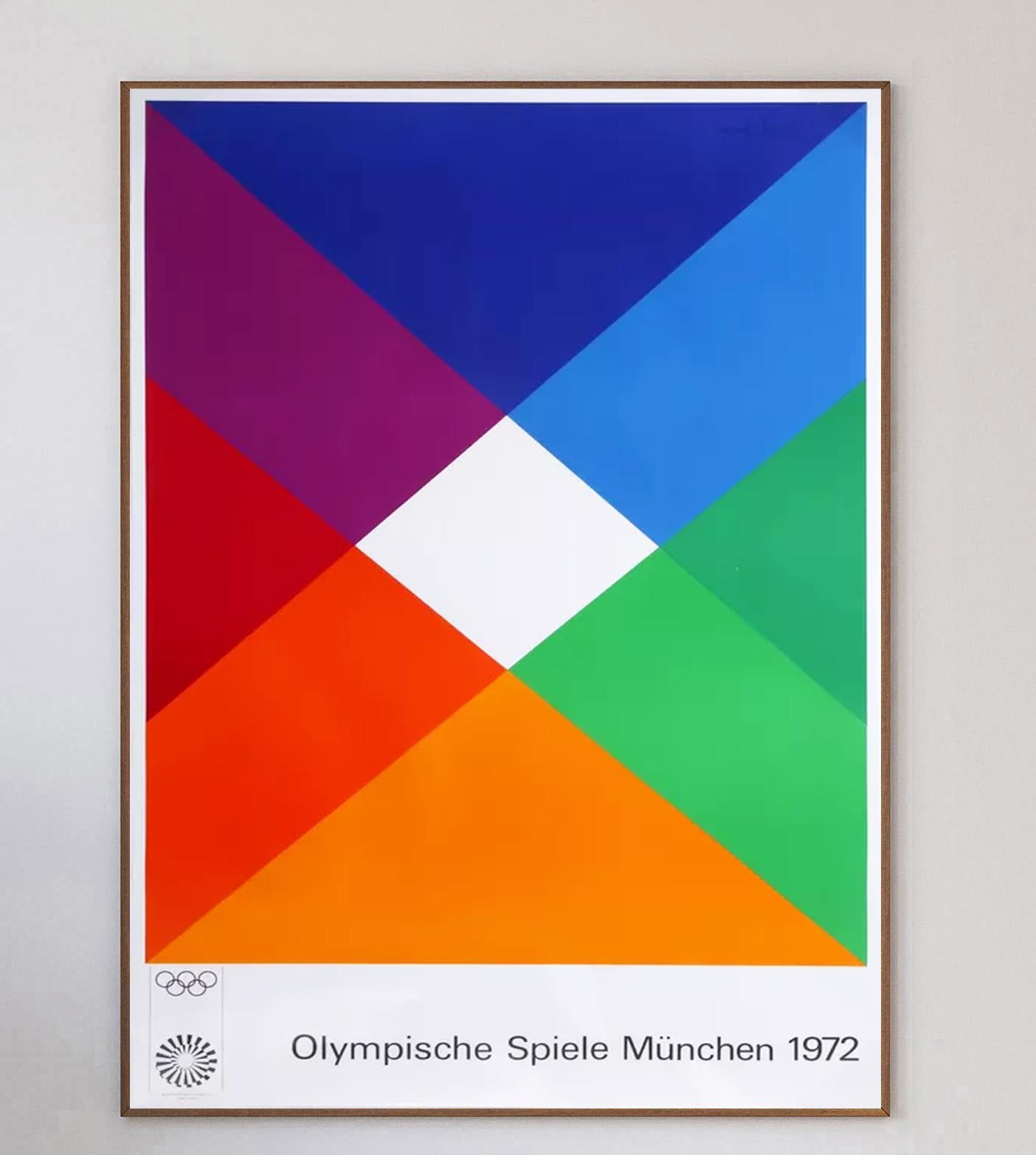 Swiss artist & graphic designer Max Bill was one of 29 artists commissioned to produce posters for the 1972 Munich Olympic Games. In the run-up to the 1972 Games, the Organising Committee decided to commission a series of Artist Posters to