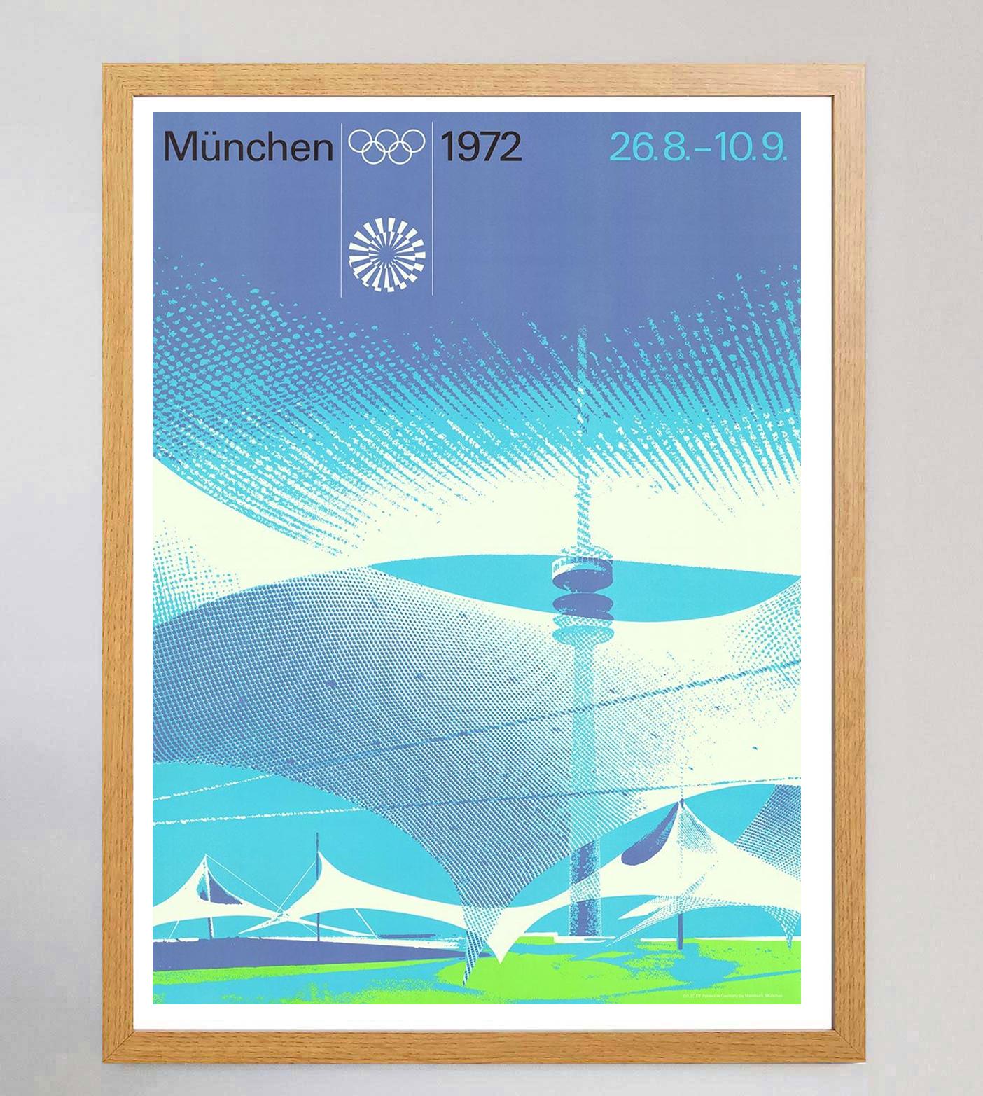 German graphic designer Otl Aicher lead the design team of the 1972 Munich Olympic Games, including designing this gorgeous poster featuring the Olympic Stadium. The Games were the second to be held in Germany after the 1936 games in Berlin which