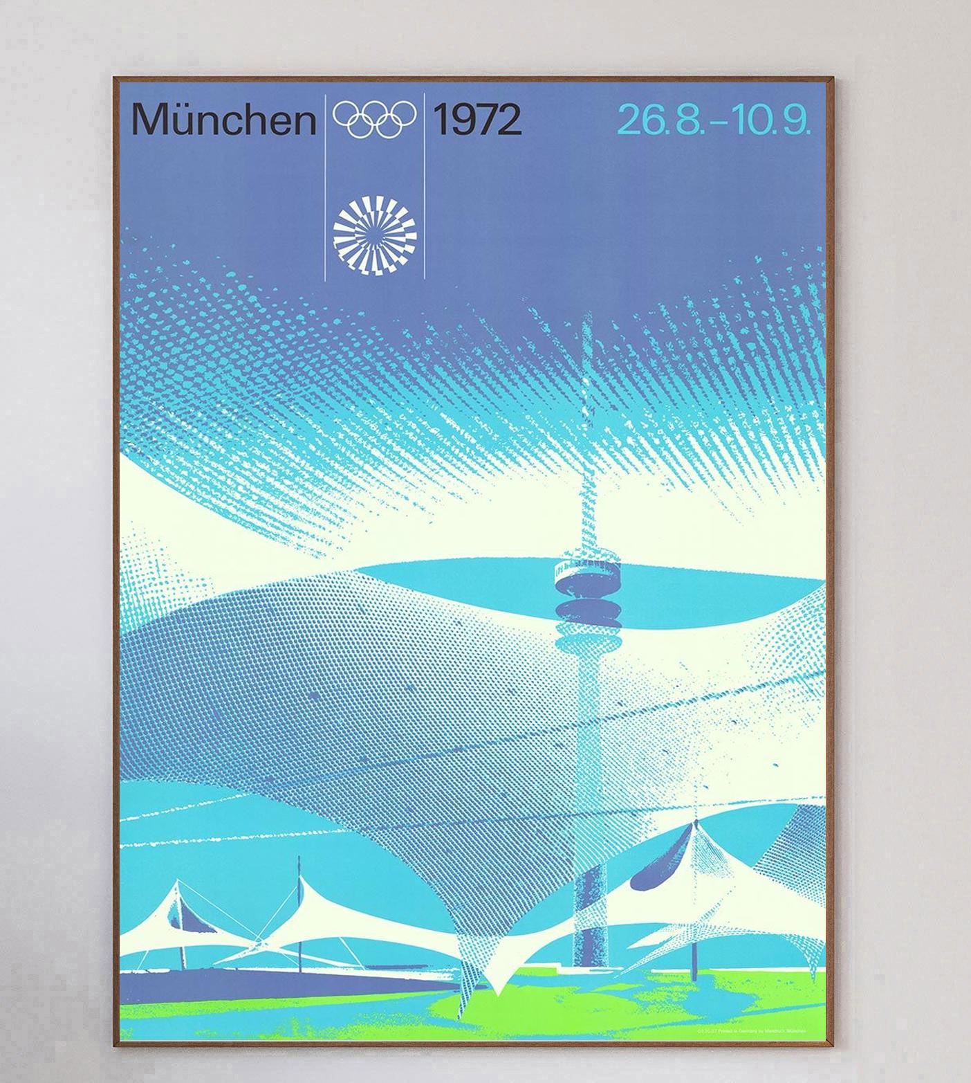 German 1972 Munich Olympic Games Stadium - Otl Aicher Original Vintage Poster For Sale