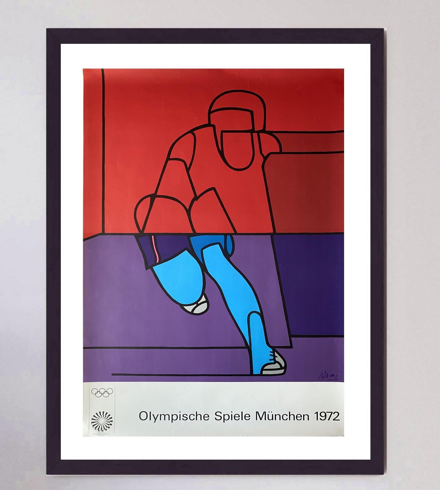 Papier Affiche vintage d'origine des Jeux olympiques de Munich de 1972, Valerio Adami en vente