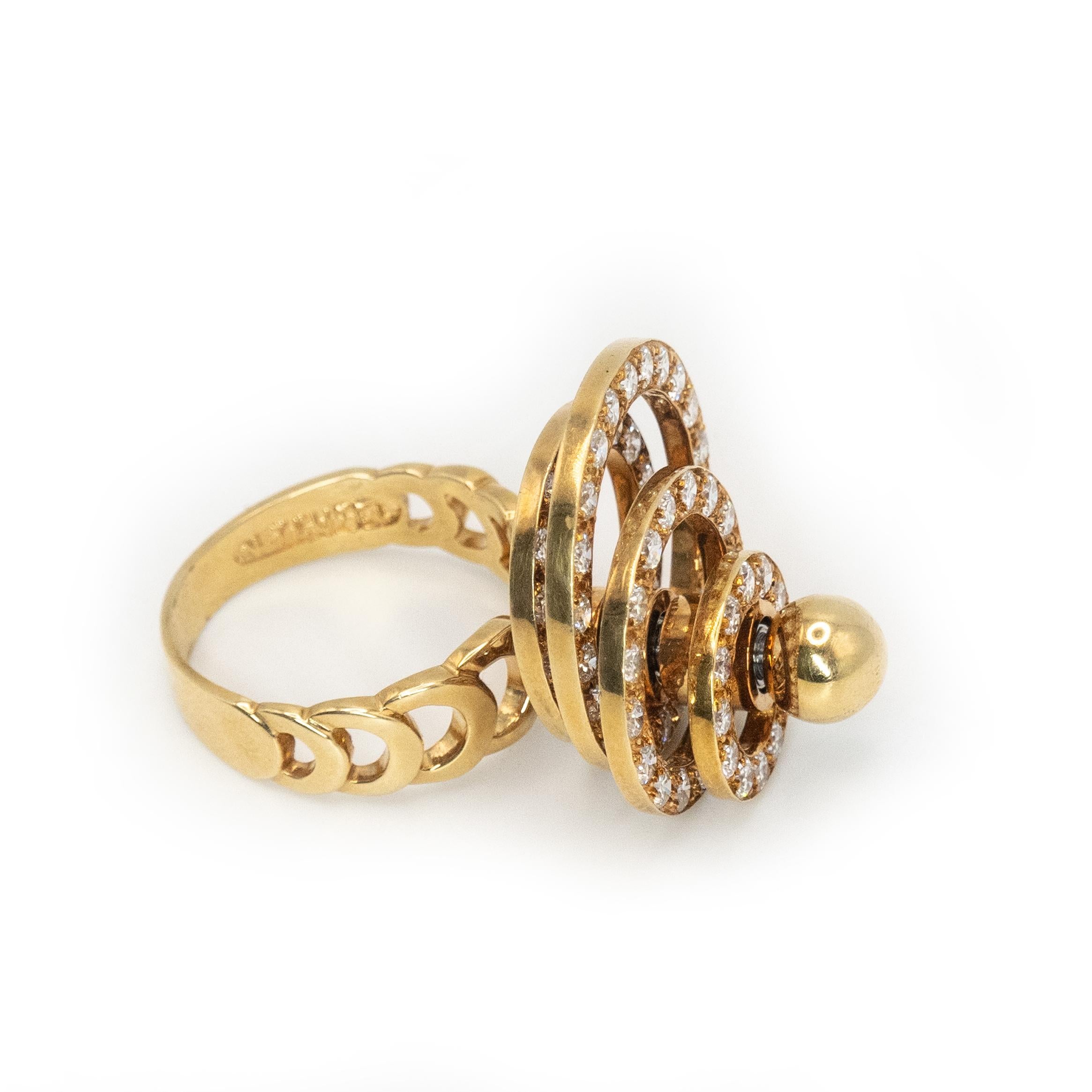 1972 Norman Teufel Anillo de oro amarillo de 18 quilates con movimiento de diamantes 3