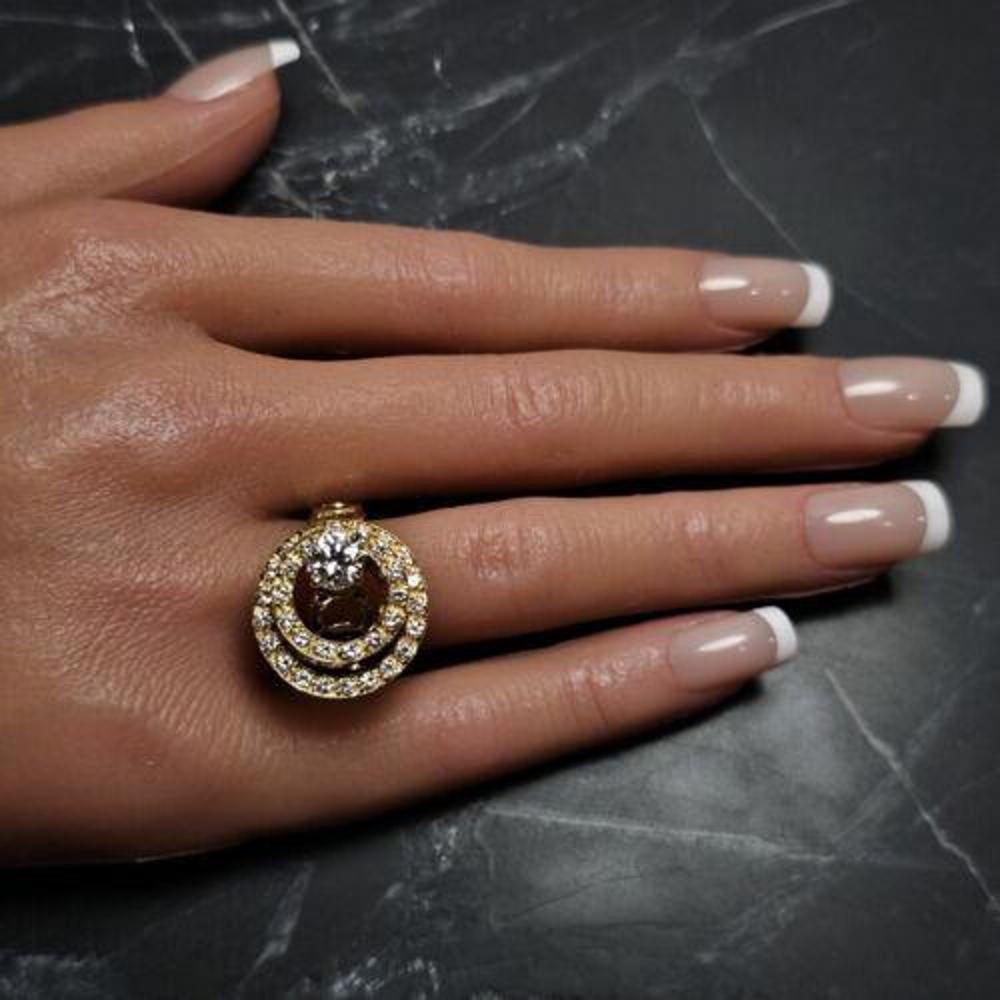 1972 Norman Teufel 3/4ct Diamant Spinner-Ring 18k Gelbgold Gr. 6,5 im Zustand „Hervorragend“ in Northbrook, IL