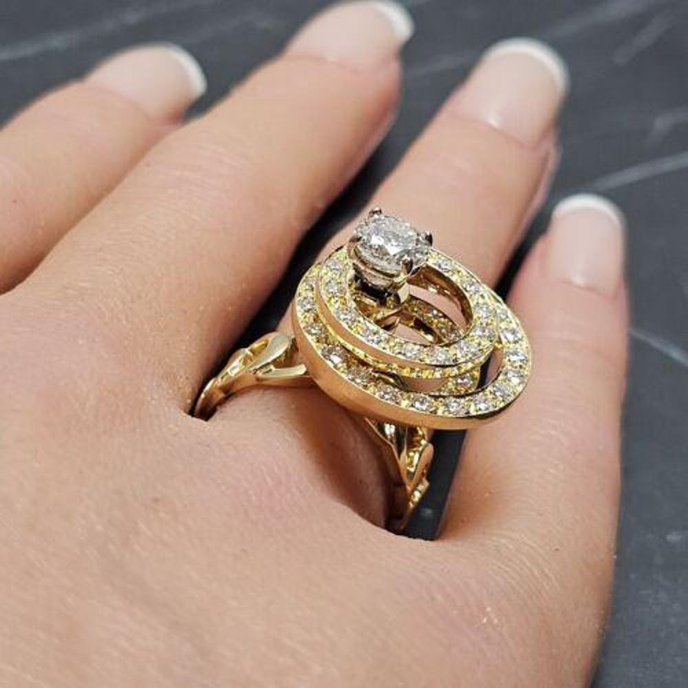1972 Norman Teufel 3/4ct Diamant Spinner-Ring 18k Gelbgold Gr. 6,5 Damen