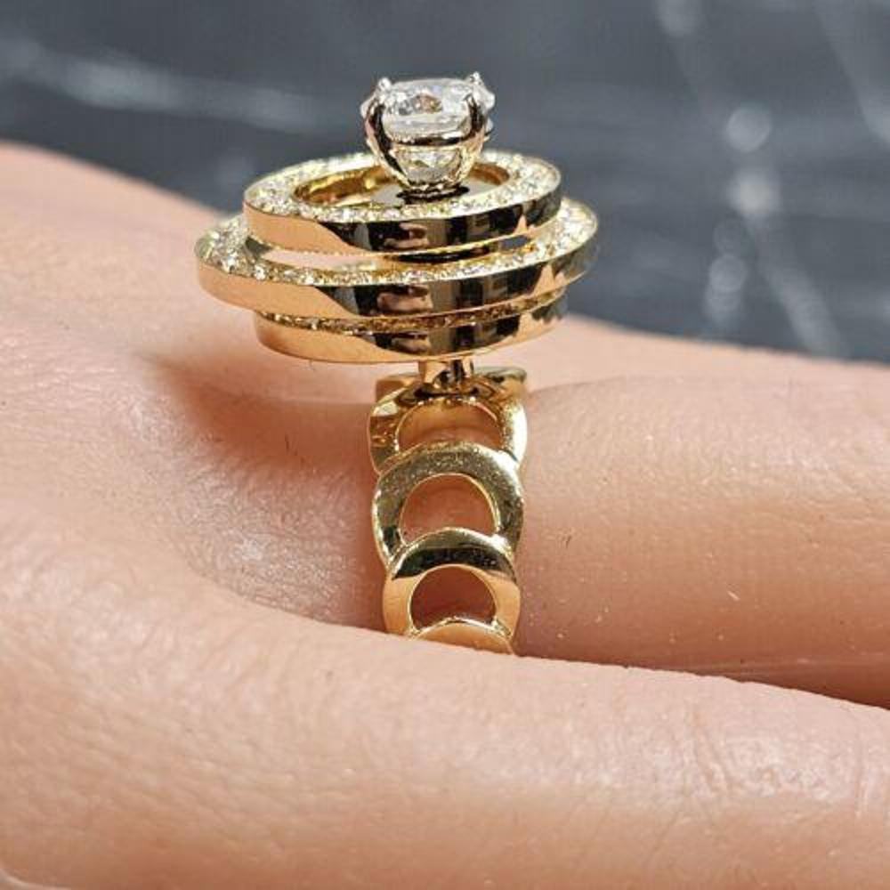 1972 Norman Teufel 3/4ct Diamant Spinner-Ring 18k Gelbgold Gr. 6,5 1