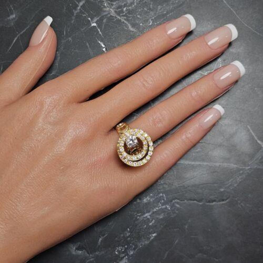 1972 Norman Teufel 3/4ct Diamant Spinner-Ring 18k Gelbgold Gr. 6,5 2
