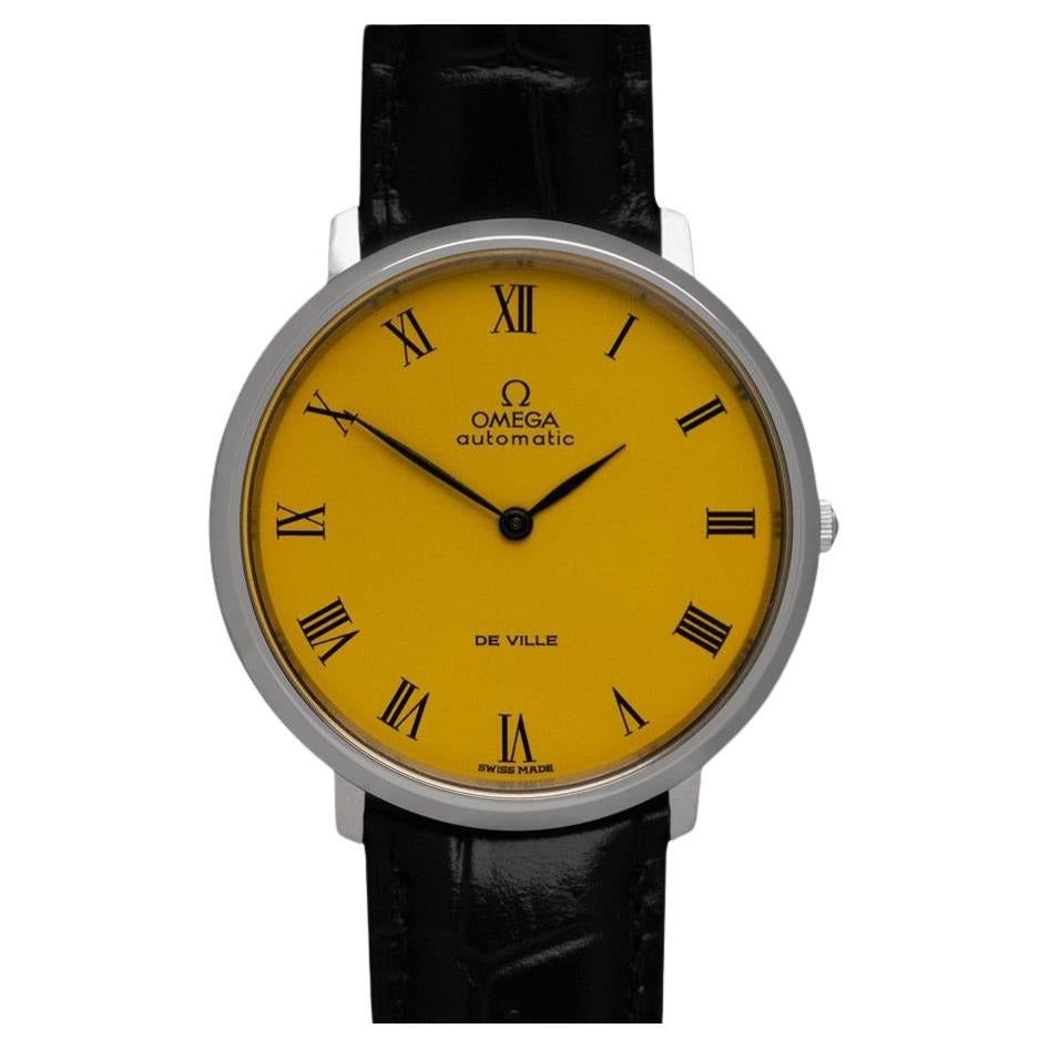 1972 OMEGA De Ville Vintage Mens Full Size SS Steel RR Yellow Watch - Mint with For Sale