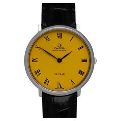 1972 OMEGA De Ville Vintage Mens Full Size SS Steel RR Yellow Watch - Mint with