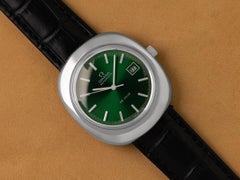 1972 Omega De Ville Vintage Mens Large Retro Automatic Watch with Emerald Green