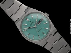 1972 Omega Geneve Vintage Retro Automatic Day Date Mens Tiffany Blue Dial Watch