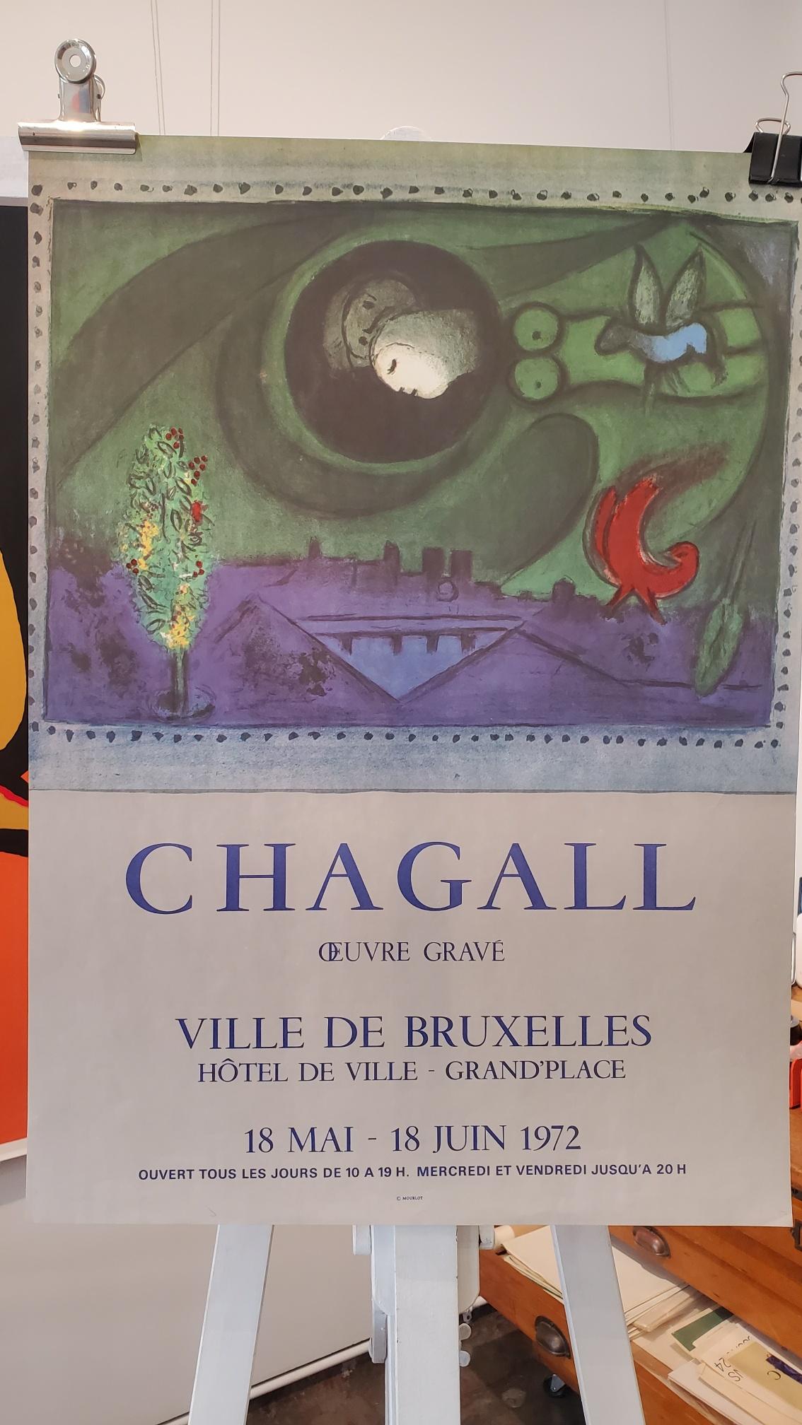 Dies ist ein schönes Ausstellungsplakat aus dem Jahr 1972, das Plakat ist in gutem Zustand und Farben und Zustand sind konsistent zu 

KÜNSTLER	
Chagall

FORMAT	
Ungefütterte Rückseite

JAHR	
1972

