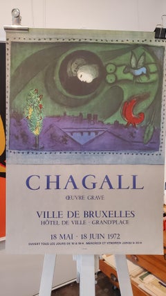 1972 Original Vintage Exhibition poster, MARC CHAGALL, 'Ville De Bruxelles'
