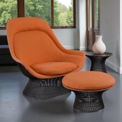 1972 Original Warren Platner für Knoll Orange Easy Chair und Ottoman