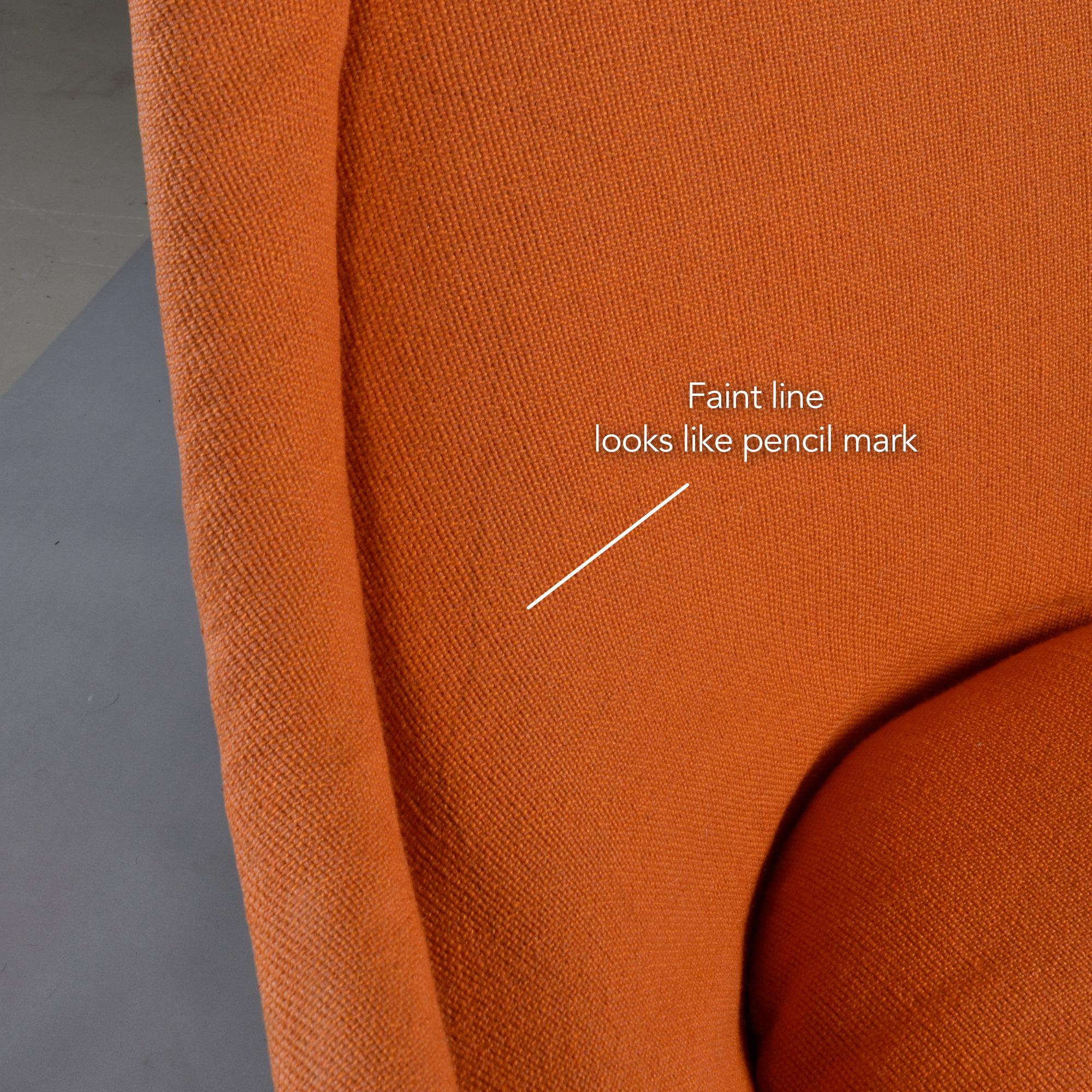 1972 Original Warren Platner Orange Wool Fabric Easy Chair und Ottoman im Angebot 8