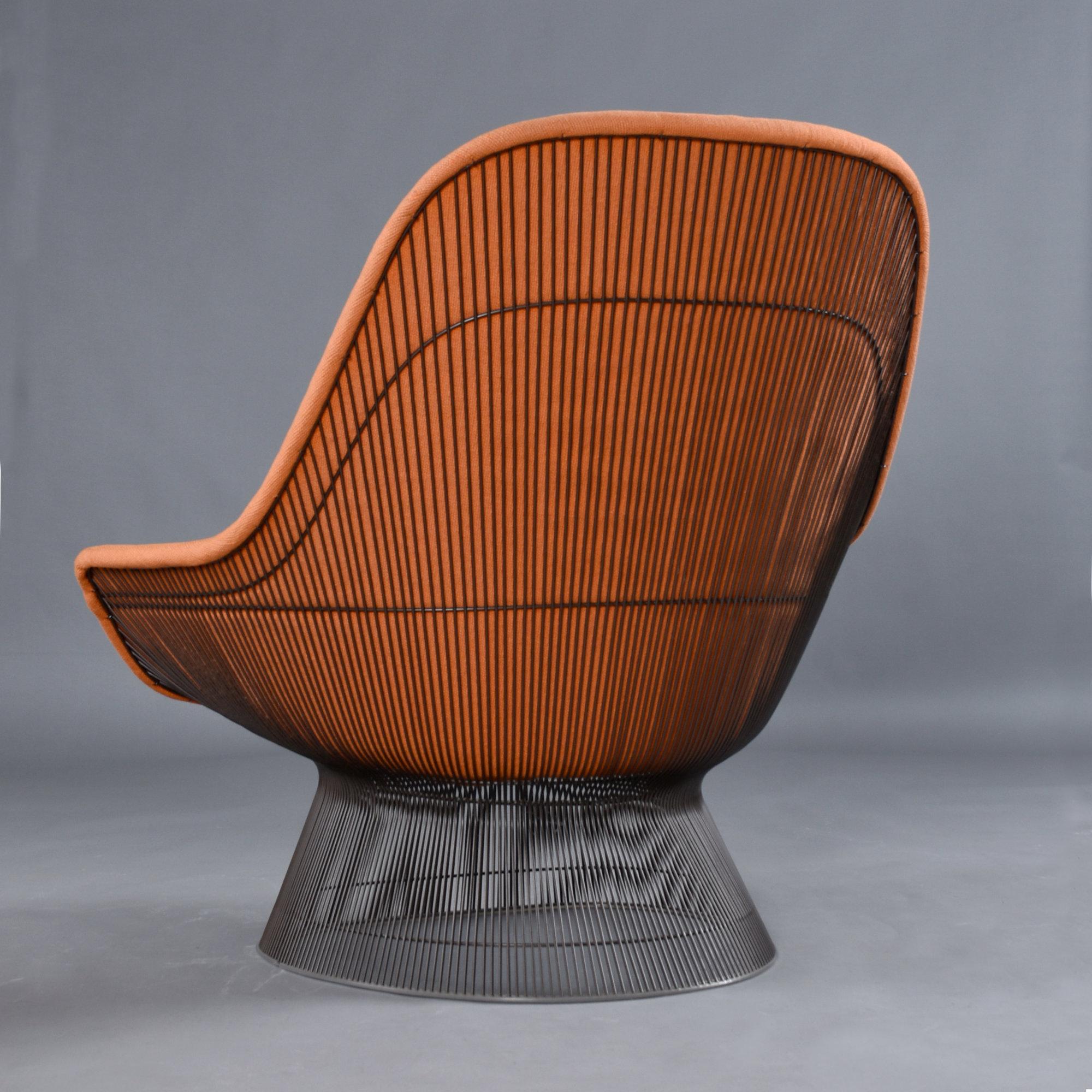 1972 Original Warren Platner Orange Wool Fabric Easy Chair und Ottoman (Moderne der Mitte des Jahrhunderts) im Angebot