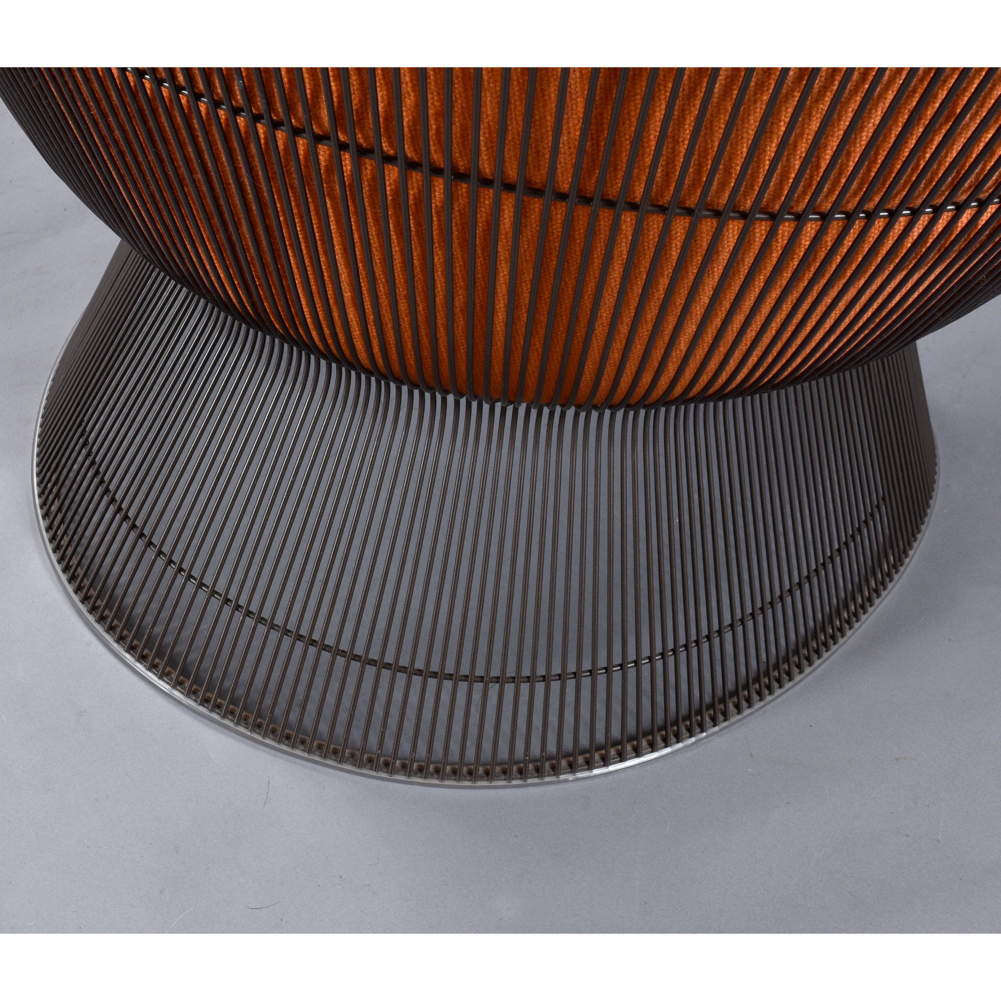 1972 Original Warren Platner Orange Wool Fabric Easy Chair und Ottoman im Angebot 1