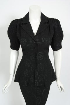Vintage 1972 Ossie Clark Roses Print Crepe Puff-Sleeve Blouse & Bias-Cut Skirt