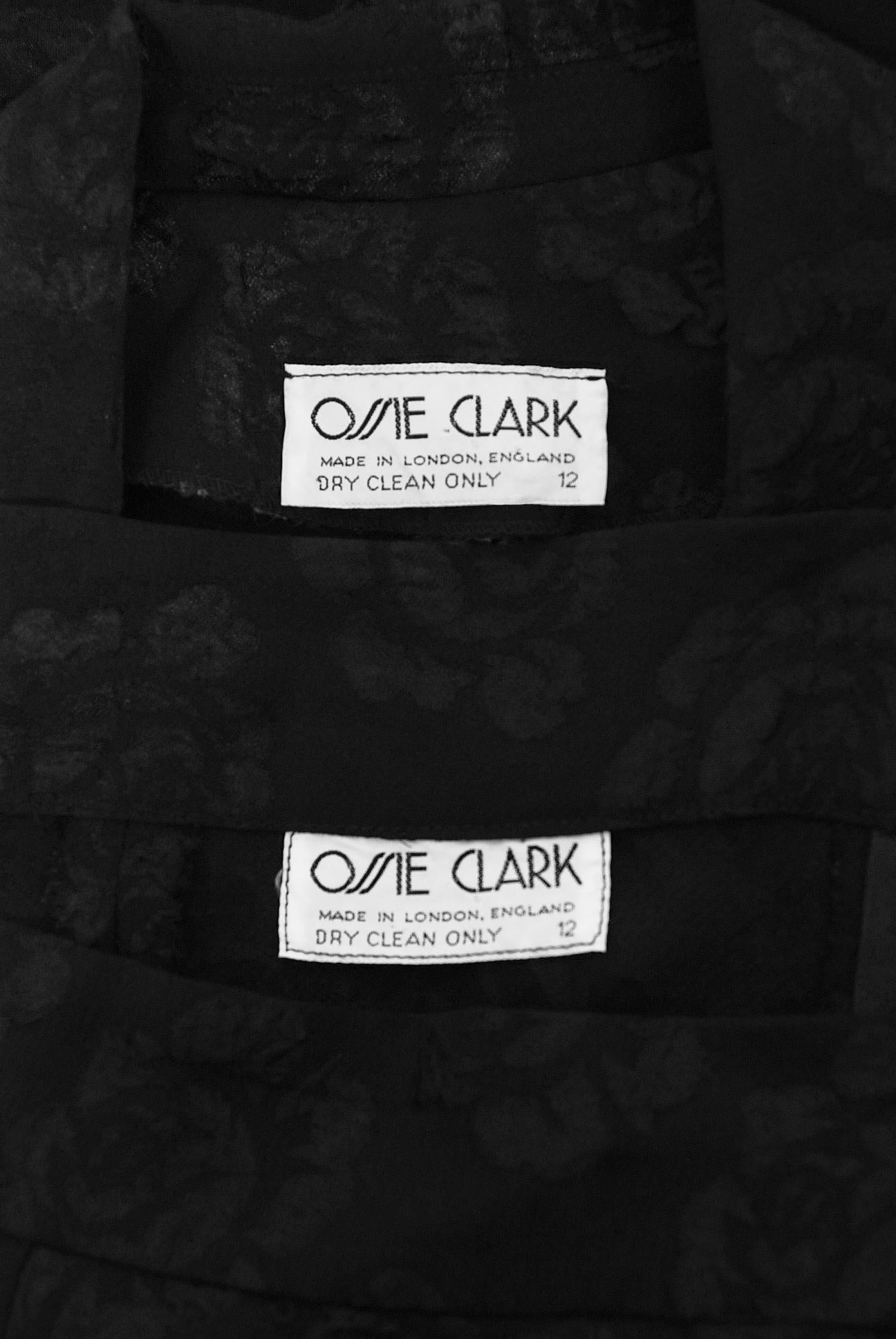 Vintage 1972 Ossie Clark Roses Print Crepe Puff-Sleeve Blouse & Bias-Cut Skirt 3
