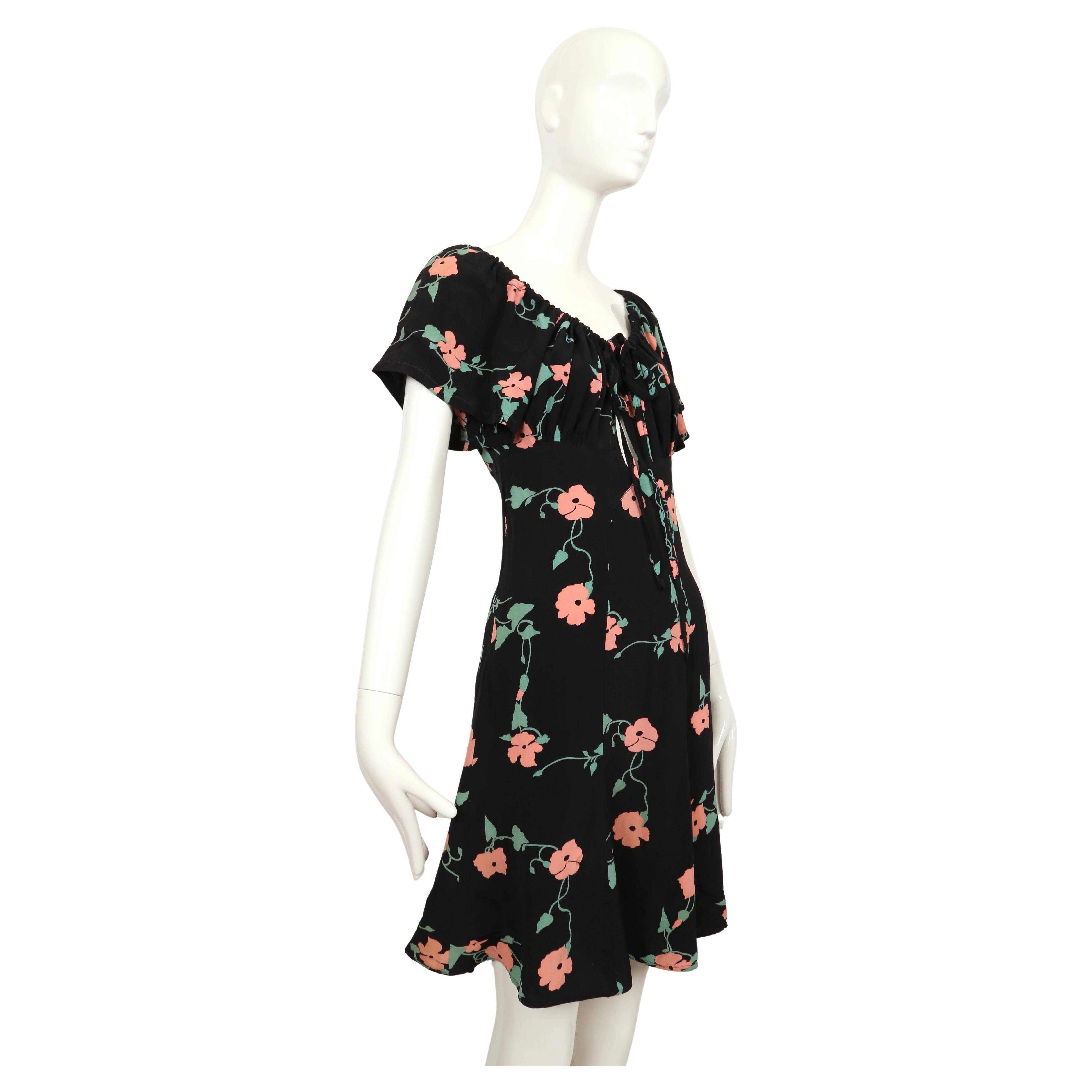 Black 1972 OSSIE CLARK / CELIA BIRTWELL 'BUSY LIZZIE' printed dress