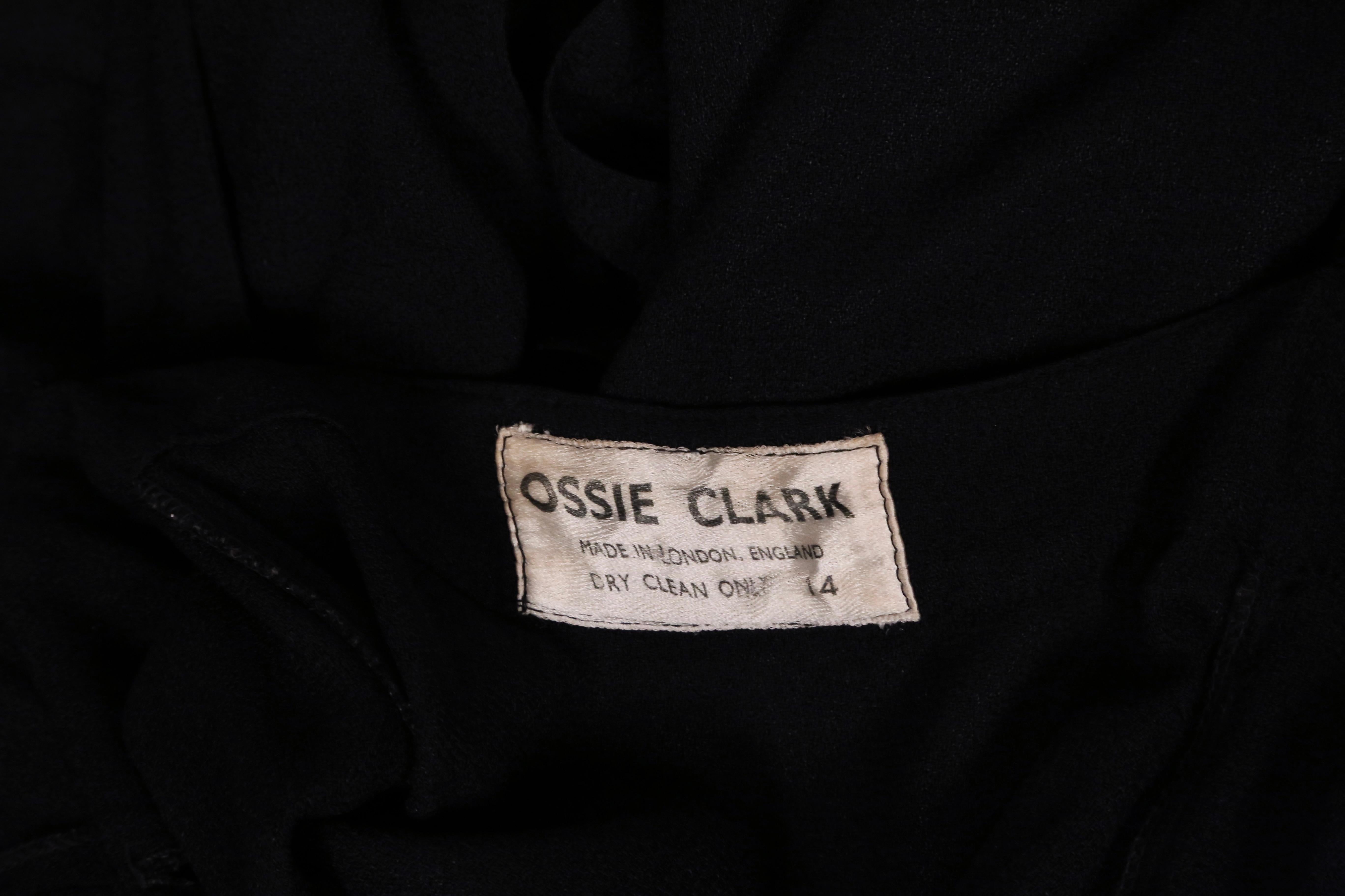 1972 OSSIE CLARK Quorum schwarzer Mooskrepp 