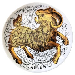 1972 Piero Fornasetti Porcelain Zodiac Plate, Number 9 Aries, Astrali Pattern