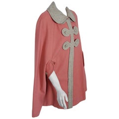 1972 Pierre Cardin Paris Mauve-Pink & Gray Block Color Wool Space Age Mod Cape