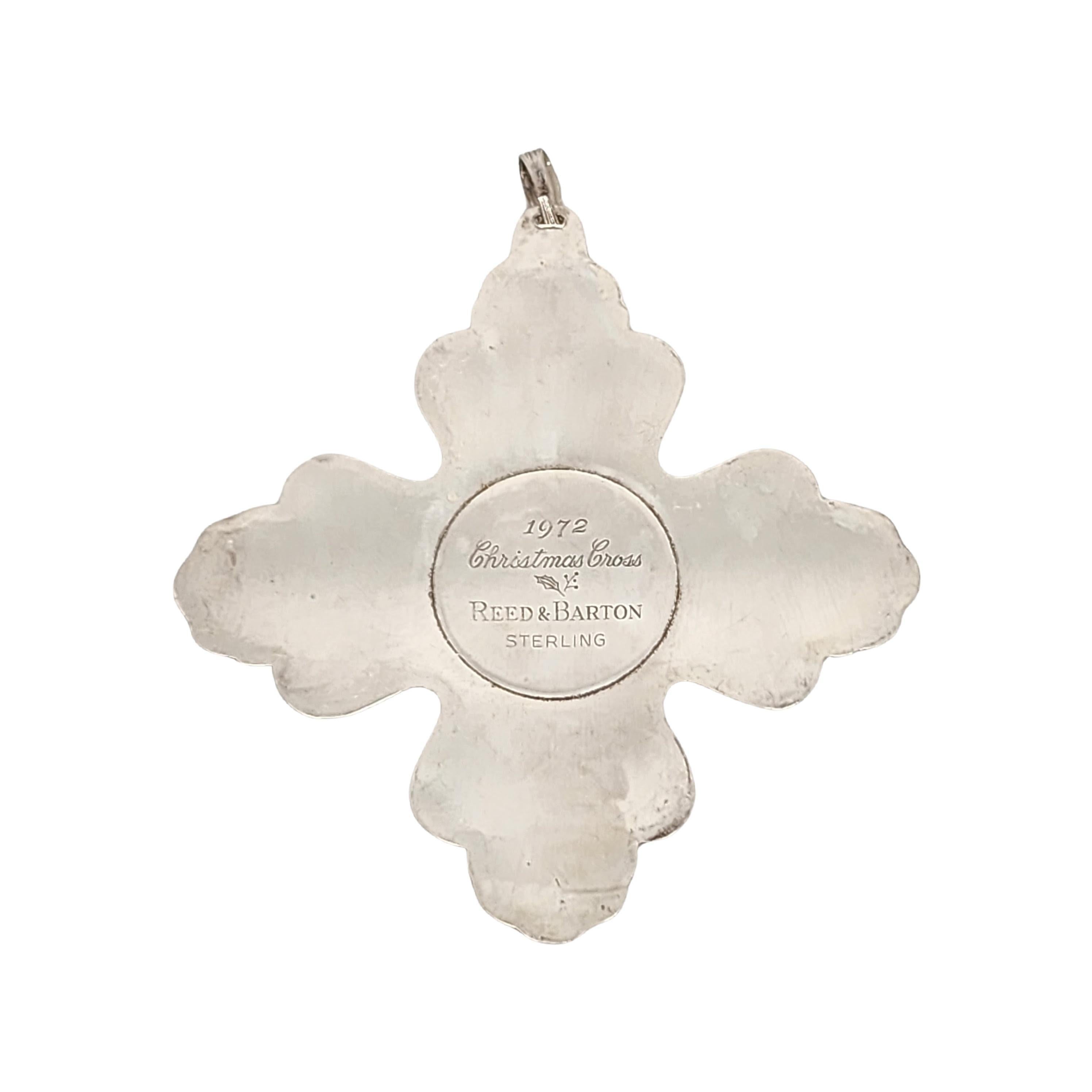 Reed & Barton sterling silver Christmas Cross ornament from 1972.

Since 1970, Reed & Barton has been celebrating the season with a yearly version of the Christmas Cross, creating a beautiful tradition of sparkling art.

Measures approx 3 1/2
