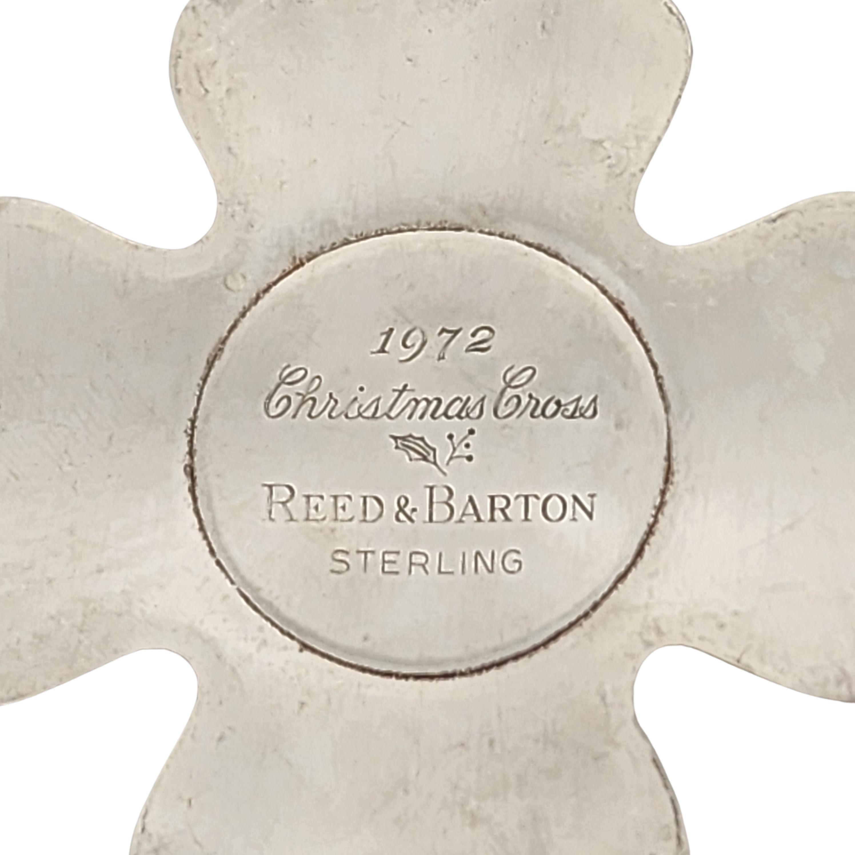 1972 Reed & Barton Sterling Silver Christmas Cross Ornament #15648 1