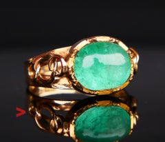 1972 Ring natural 5ct Emerald solid 18K Gold ØUS 7.5 / 6.2 gr