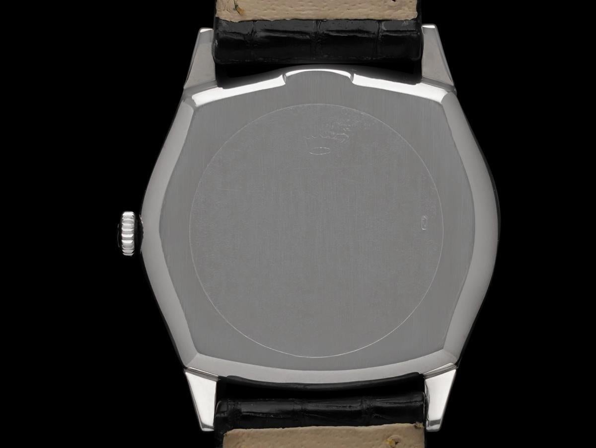1972 Rolex Cellini Vintage Mens Handwound Ref. 3806 TV Watch - 18K White Gold For Sale 2