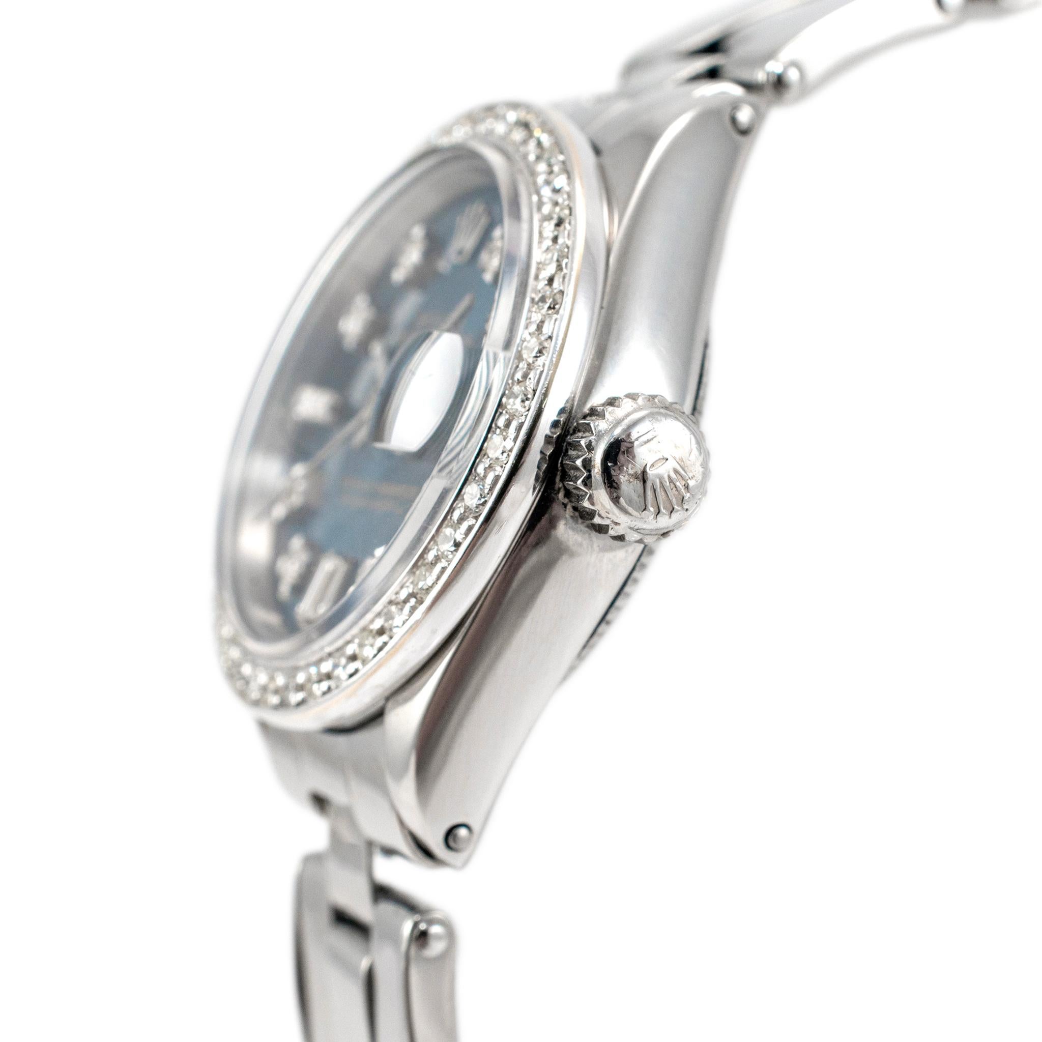Round Cut 1972 Rolex Lady Datejust 26MM 6916 Diamond Dial & Bezel Stainless Steel Watch