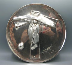 1972 Salvador Dali "Easter Christ" Sterling Silver Abstract Art Plate Tray