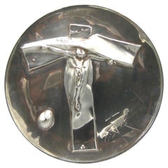 1972 Salvador Dali "Ostern Christus" Sterling Silber abstrakte Kunst Platte Tablett