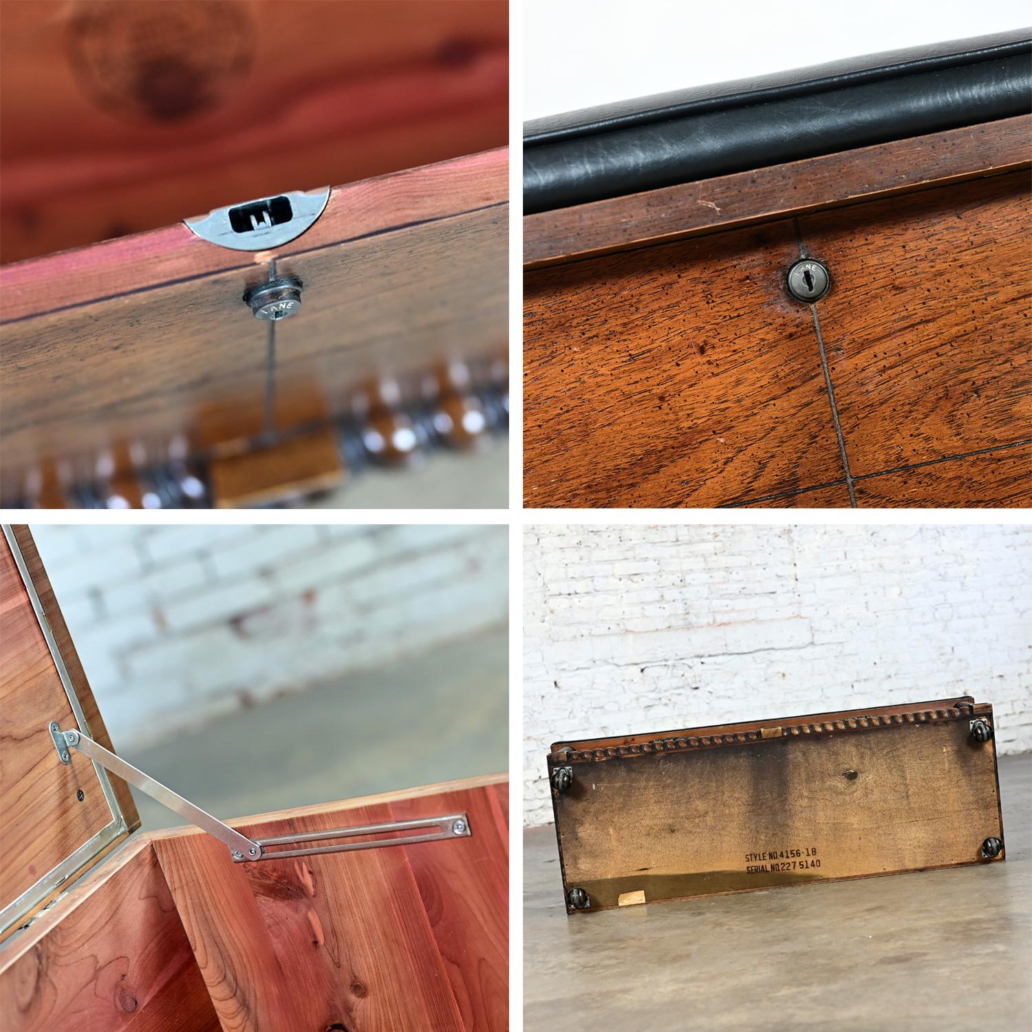 1972 Spanish Revival Lane Cedar Chest with Black Vinyl Bench Top Brass Handles 3