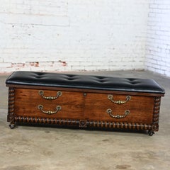 1972 Spanish Revival Lane Cedar Chest with Black Vinyl Bench Top Brass Handles