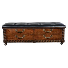 1972 Spanish Revival Lane Cedar Chest with Black Vinyl Bench Top Brass Handles