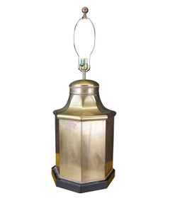 1972 Vintage Chapman Chinoiserie Brass Octagonal Canister Lamp Hollywood Regency