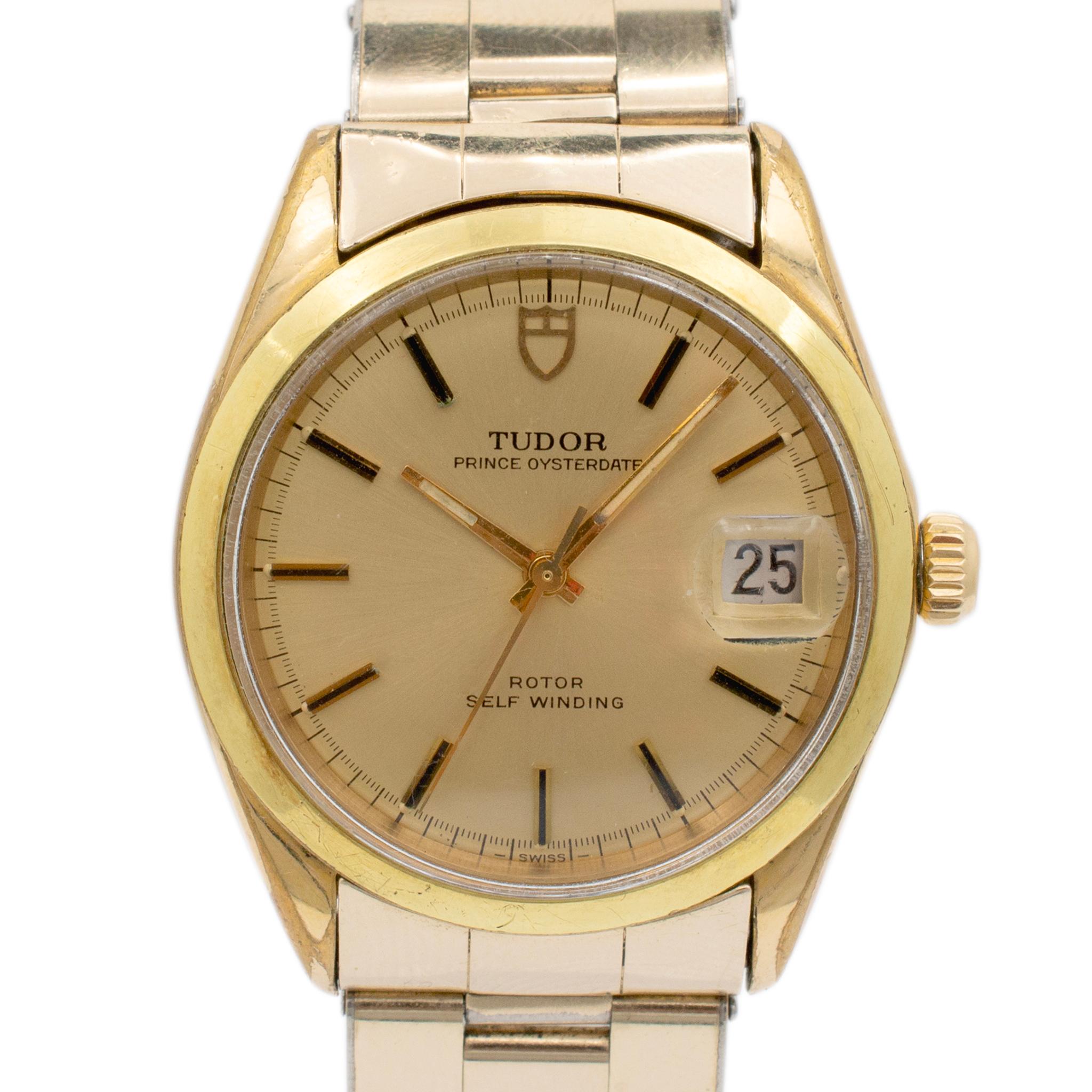 Marke: Tudor

Geschlecht: Unisex

Metall Typ: 14K Gelbgold gefüllt & Edelstahl

Gewicht: 62,60 Gramm

Edelstahl und Gold gefüllt TUDOR Swiss made Uhr. Graviert mit 