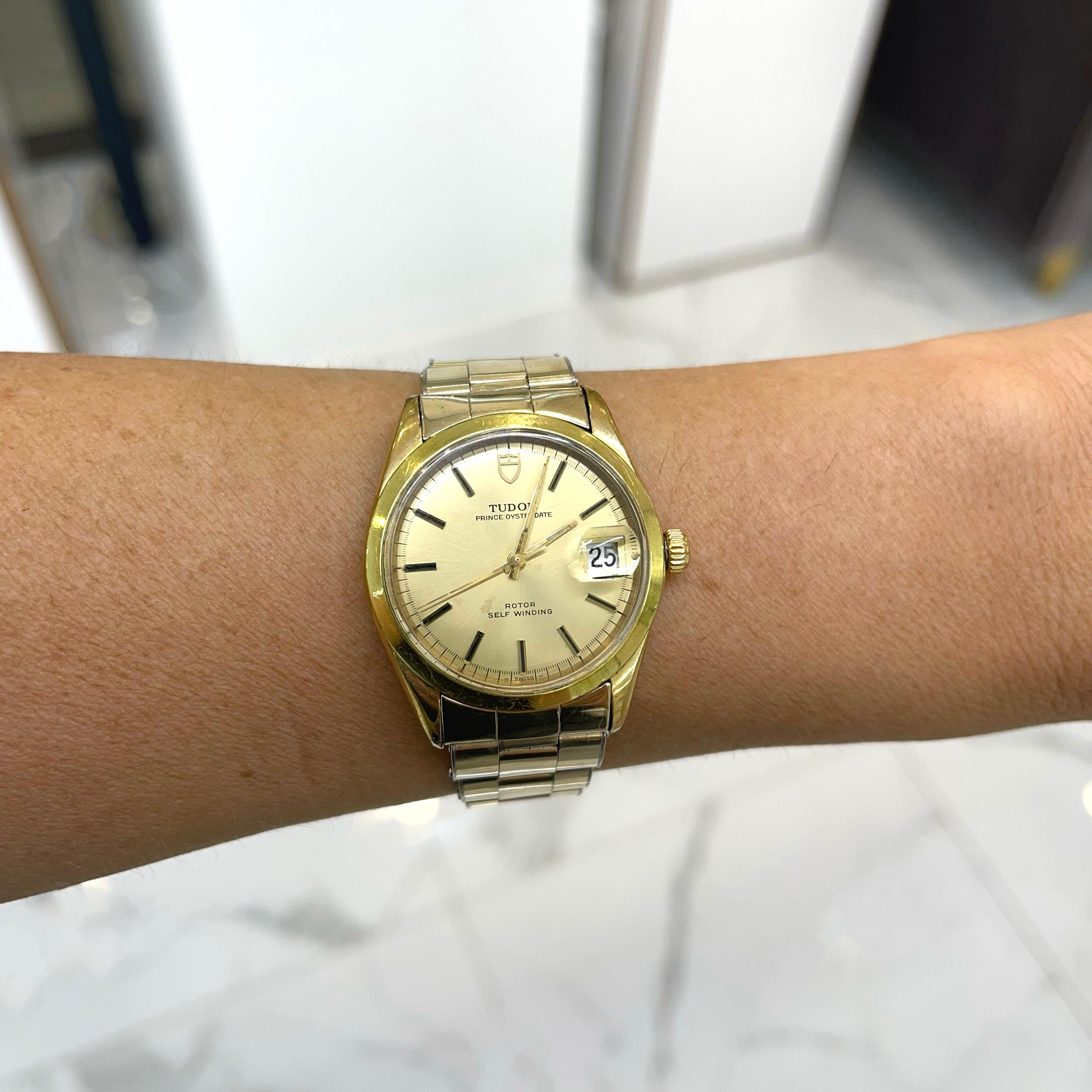 1972 Vintage Tudor Prince Oysterdate 7996/1 34MM Stahl 14K Gold gefüllt Uhr 2