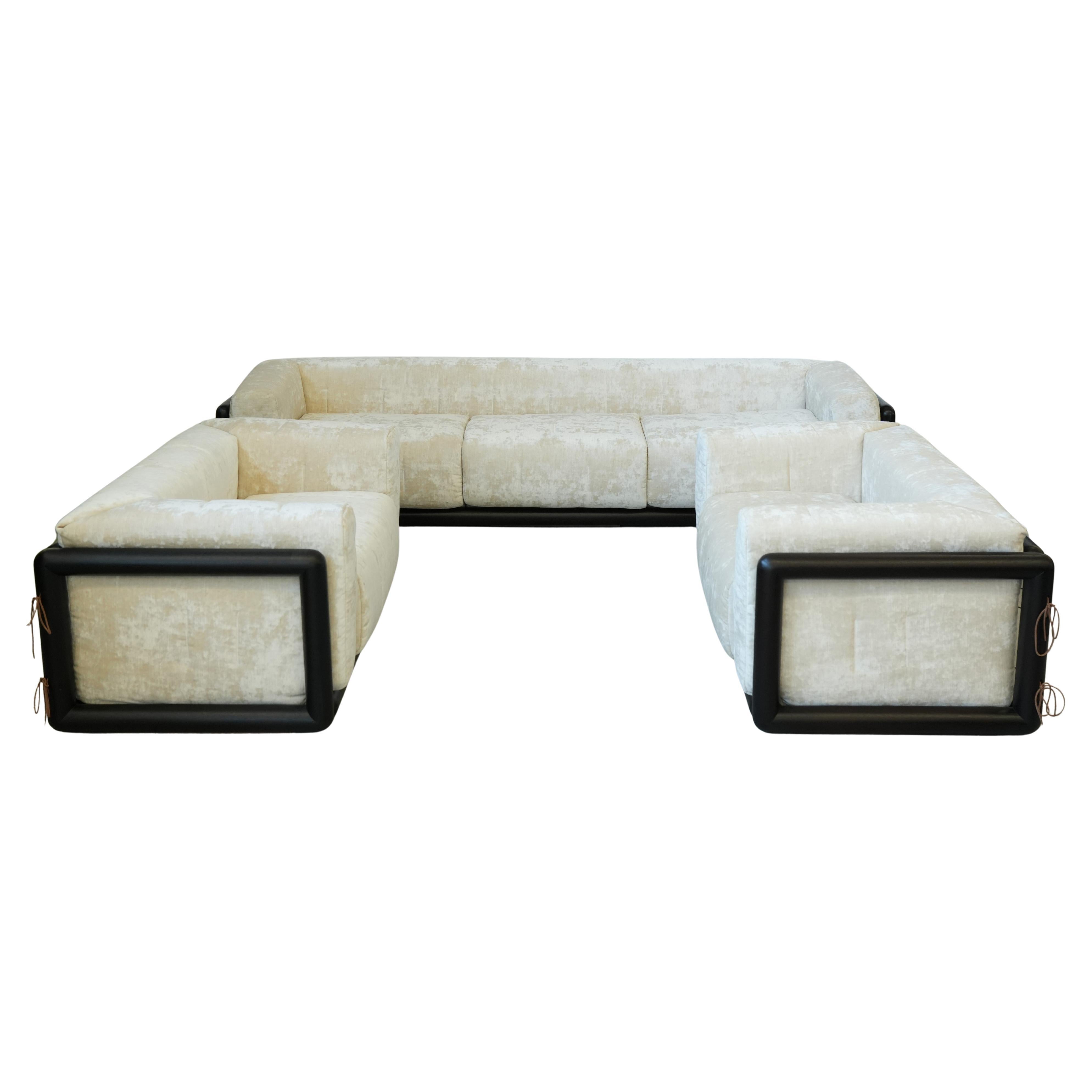1973 "Cornaro" Sofa & Armchair Set by Carlo Scarpa for Gavina