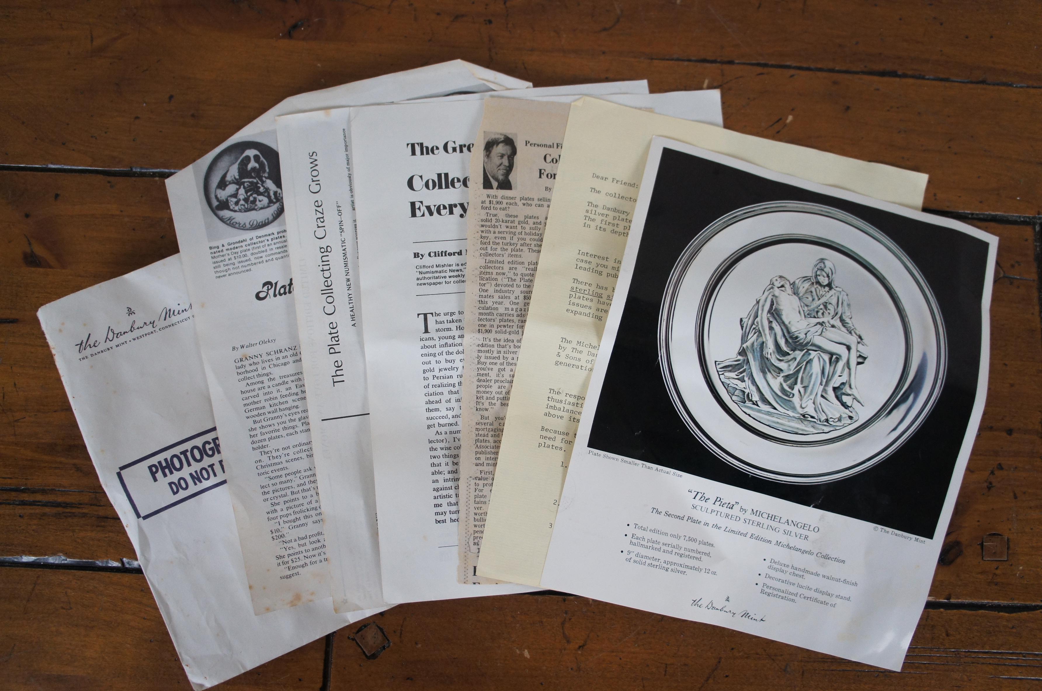 1973 Danbury Mint Pieta Michaelangelo Sterling Silver Collectors Plate 362g 9