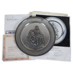 1973 Danbury Mint Pieta Michaelangelo Sterling Silver Collectors Plate 362g 9"