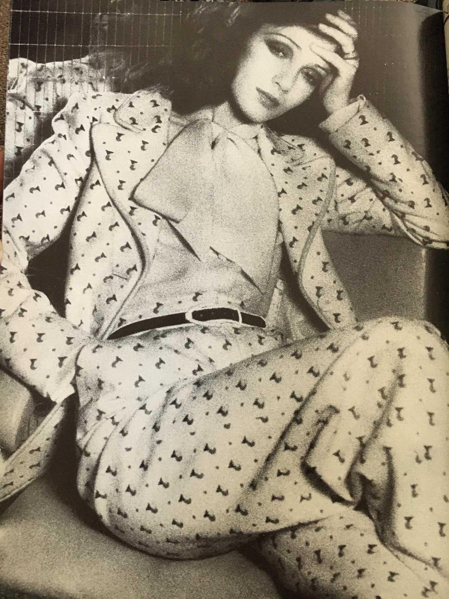 1973 Documented Christian Dior London Art Deco Print Wool Dress For Sale 4