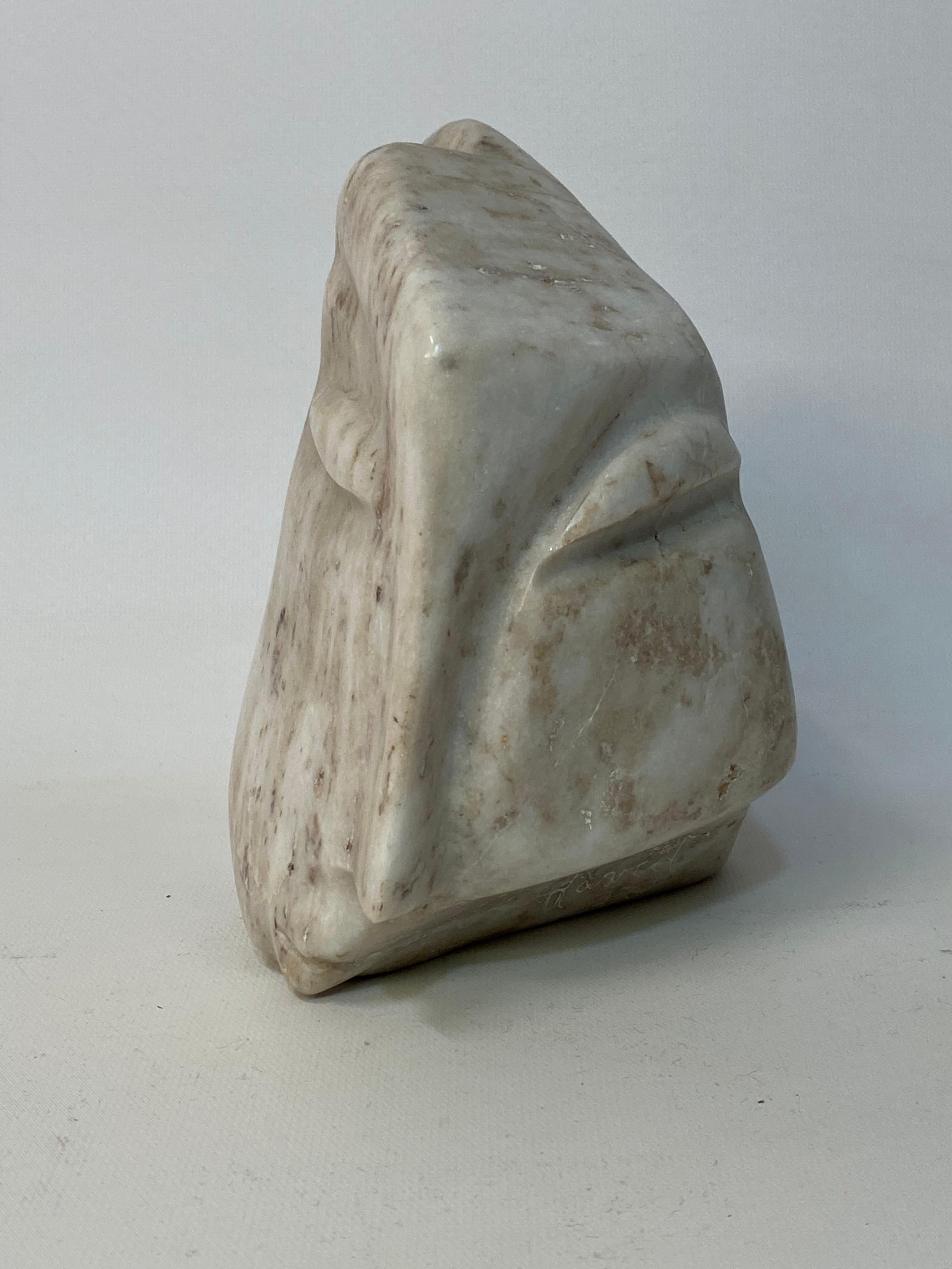 Mid-Century Modern 1973 Double Head Marble Sculpture