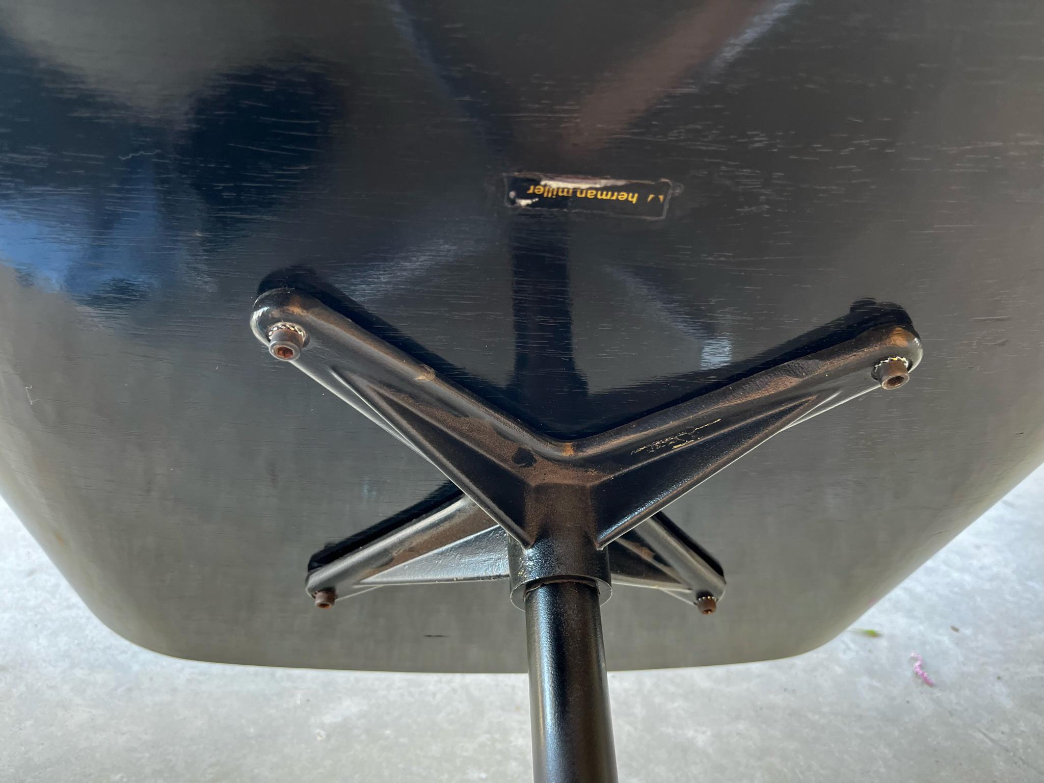 Steel 1973 Eames 670 Lounge Chair and 671 Ottoman Black Leather Herman Miller by ICF