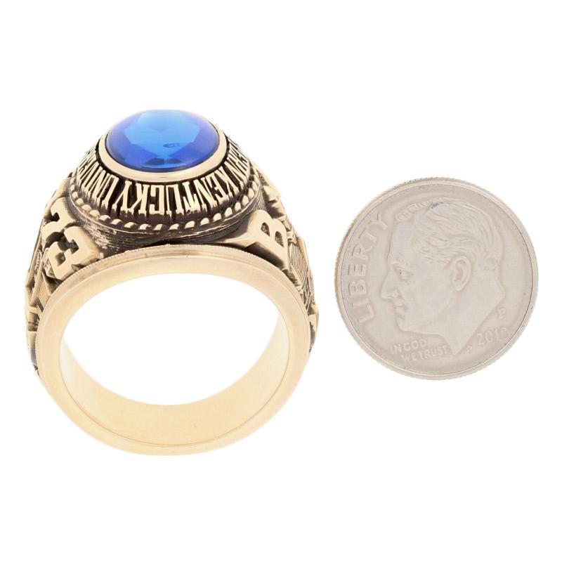 1973 Eastern Kentucky University Class Ring, 10k Gold Synthetic Spinel Men's In Excellent Condition In Greensboro, NC