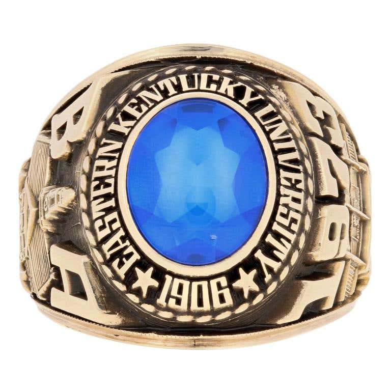 1973 Eastern Kentucky University Class Ring, 10k Gold Synthetic Spinel ...