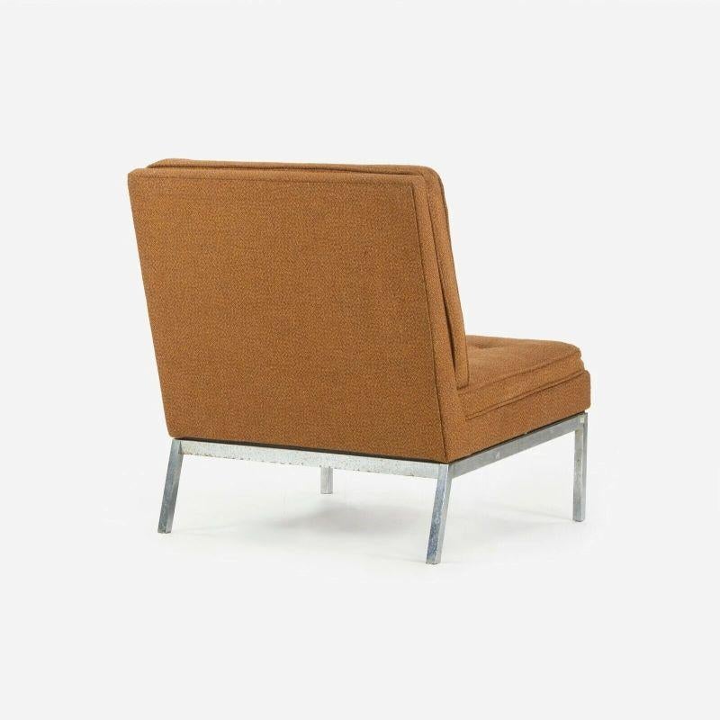 Metal 1973 Florence Knoll International Slipper Lounge Chair Brown/Burnt Orange Fabric For Sale